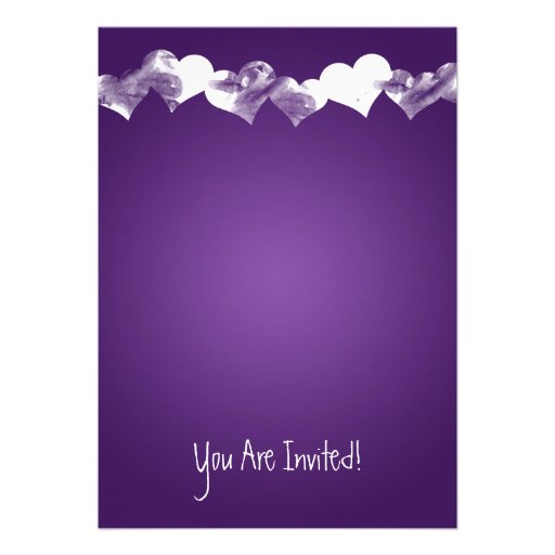Bridal Shower Grunge Hearts Purple Custom Announcements