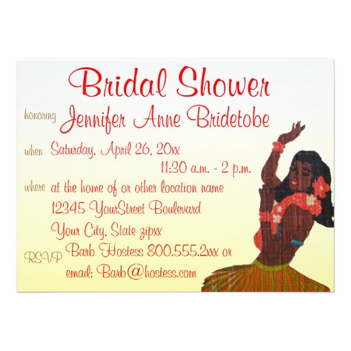 Bridal Shower Hawaii Luau Theme 5.5" X 7.5" Invitation Card Zazzle
