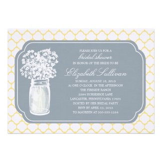 Bridal Shower Honeycomb Mason Jar Wildflowers Personalized Invite