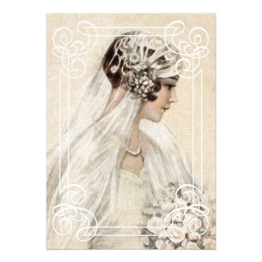 Bridal Shower Invitation 5x7 Vintage Bride w/Frame