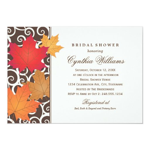 Bridal Shower Invitation Autumn Fall Theme Zazzle
