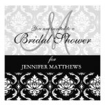 Bridal Shower Invitation Black Damask Monogram