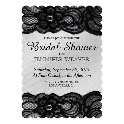 Bridal Shower Invitation Black Lace and Satin