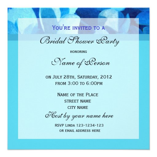 Bridal shower invitation, blue flower