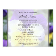 Bridal shower invitation, blue pansy flower announcement