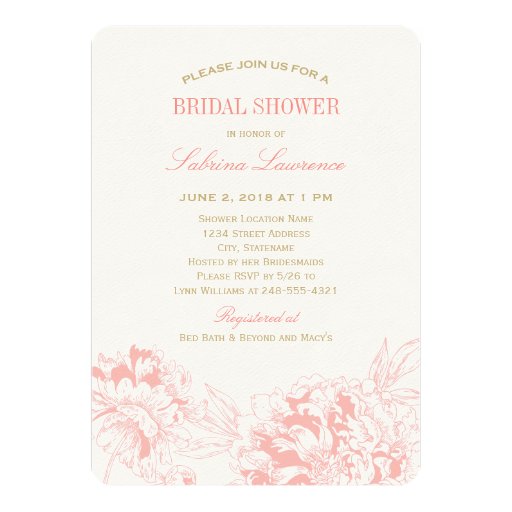Bridal Shower Invitation | Coral Floral Peony