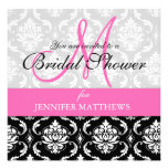 Bridal Shower Invitation Damask Hot Pink Monogram