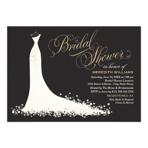 Bridal Shower Invitation | Elegant Wedding Gown (front side)