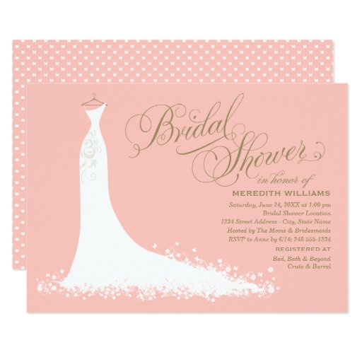 Bridal Shower Invitation Elegant Wedding Gown Zazzle