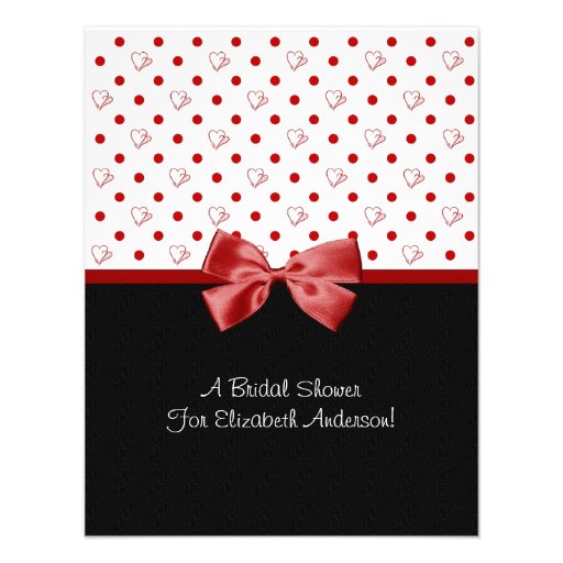 Bridal Shower Invitation Girly Red Hearts