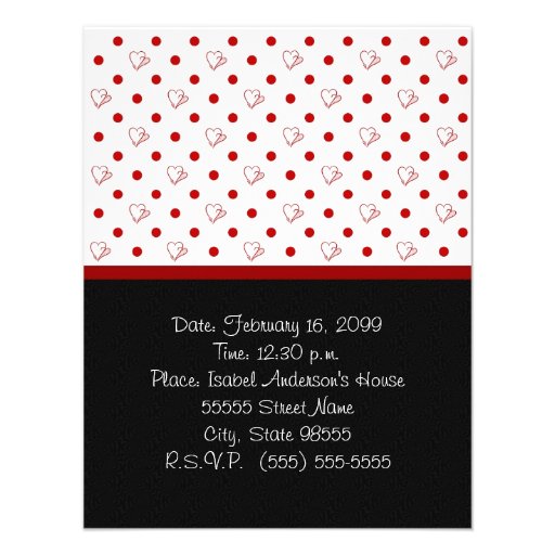 Bridal Shower Invitation Girly Red Hearts