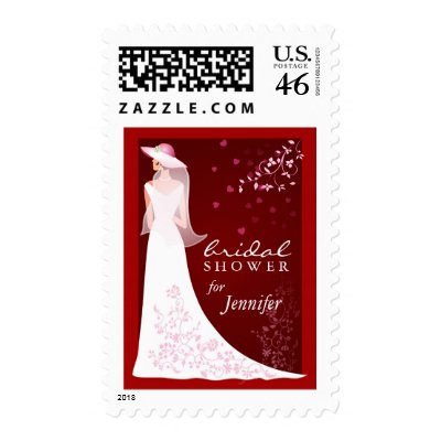 Bridal Shower Invitation - Holiday Red and White Postage