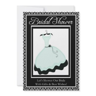 Bridal Shower Invitation in Black and Bluegreen invitation