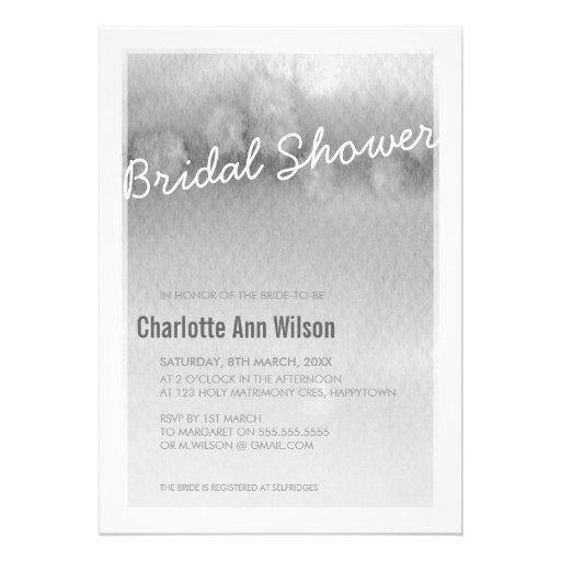 BRIDAL SHOWER INVITATION : ombre watercolor grey