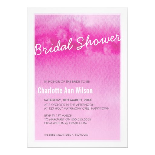 BRIDAL SHOWER INVITATION : ombre watercolor pink