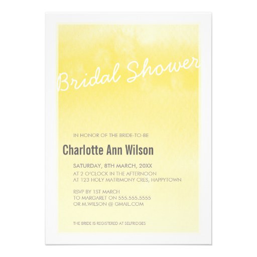 BRIDAL SHOWER INVITATION : ombre watercolor yellow