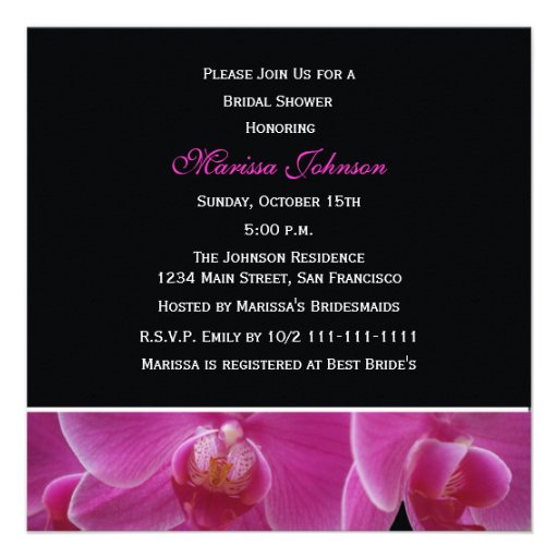 Bridal Shower Invitation -- Orchids
