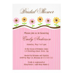 Bridal shower invitation, pink and yellow flowers