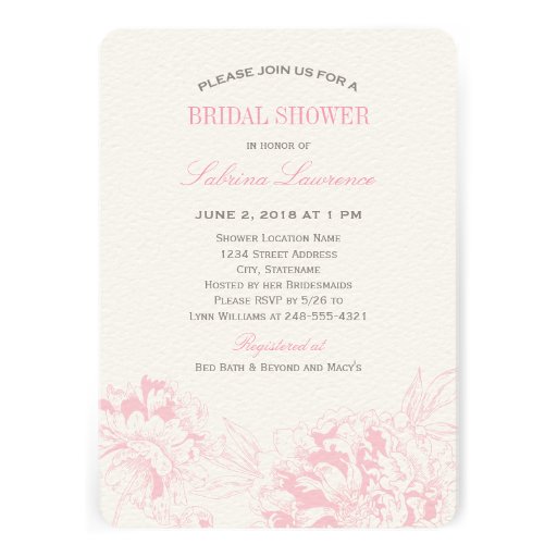 Bridal Shower Invitation | Pink Floral Peony