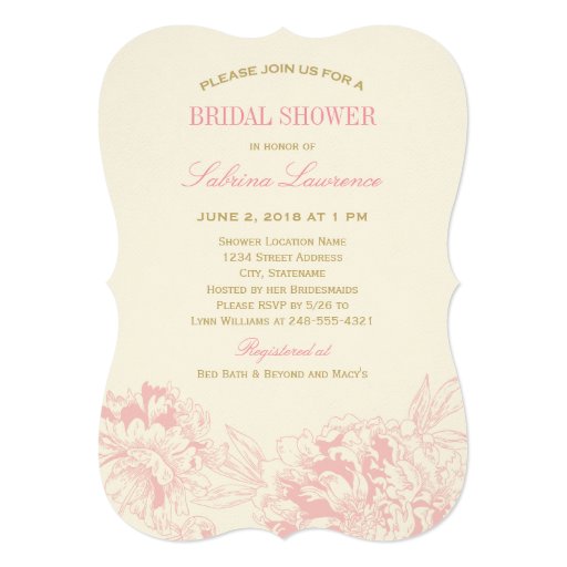 Bridal Shower Invitation Pink Floral Peony Zazzle