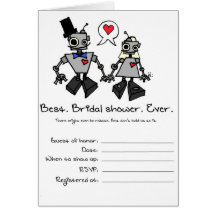 Bridal Shower Invitation Robots Greeting Cards