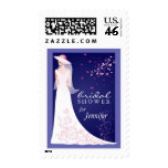 Bridal Shower Invitation - Sapphire Blue and White Postage
