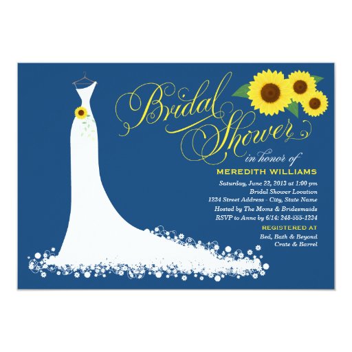 Bridal Shower Invitation Sunflower Wedding Gown Zazzle
