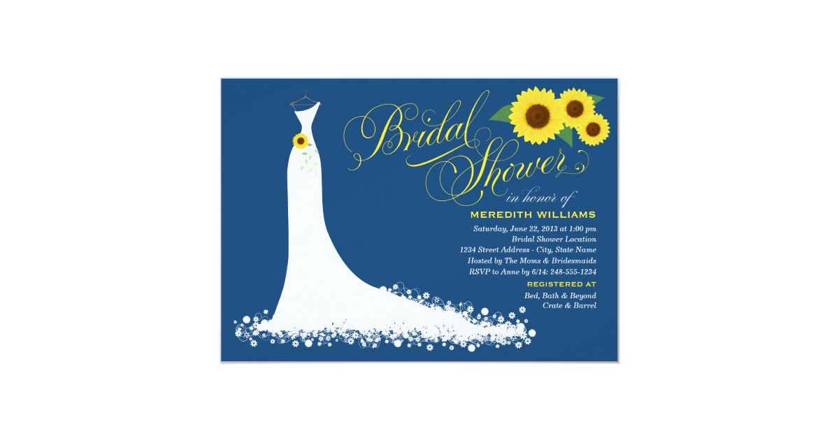 Bridal Shower Invitation Sunflower Wedding Gown Zazzle