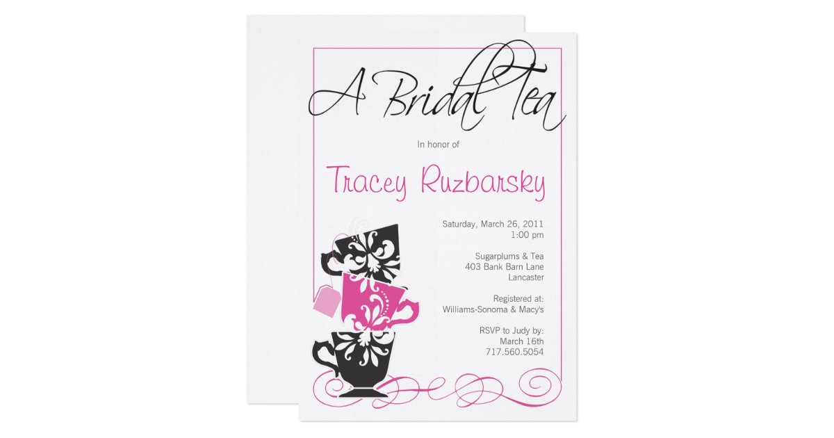 Bridal Shower Invitation Tea Zazzle 3616