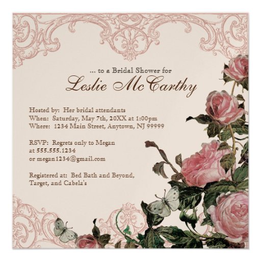 Bridal Shower Invitation - Trellis Rose Vintage