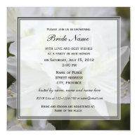 Bridal shower invitation, white azalea flowers custom invite