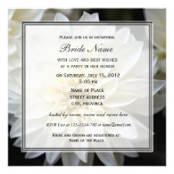Bridal shower invitation, white dahlia flower