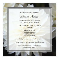 Bridal shower invitation, white dahlia flower announcements