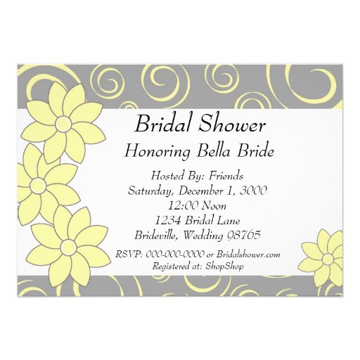 Bridal Shower Invitation yellow and grey floral