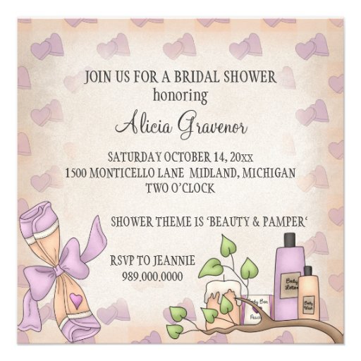 Bridal Shower Invitations (Beauty & Pamper Theme) from Zazzle.com