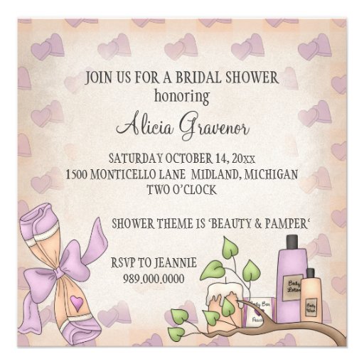 Bridal Shower Invitations (Beauty & Pamper Theme)