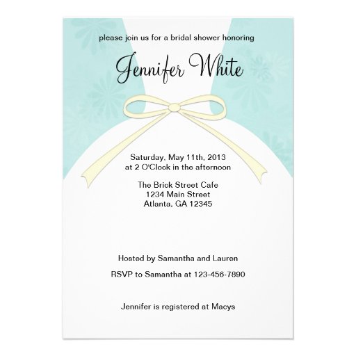 Bridal Shower Invitations Blue Dress