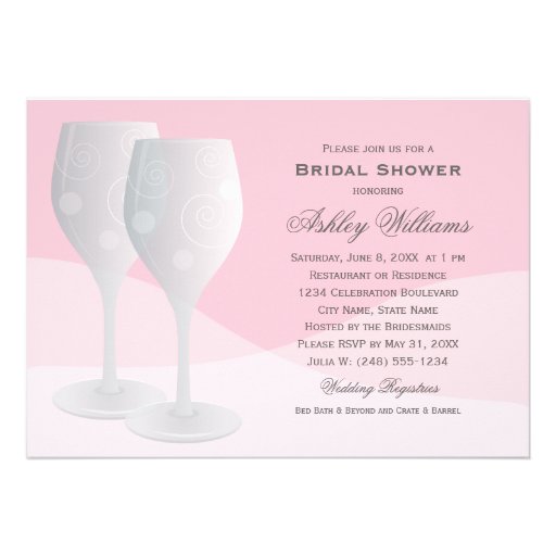 Bridal Shower Invitations | Cheers Wine Glasses