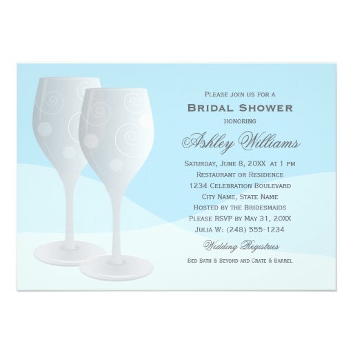 Bridal Shower Invitations | Cheers Wine Glasses (front side)
