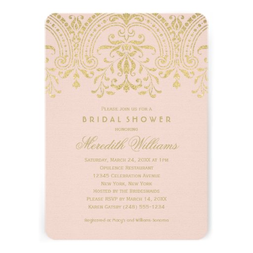 Bridal Shower Invitations | Gold Vintage Glamour (front side)