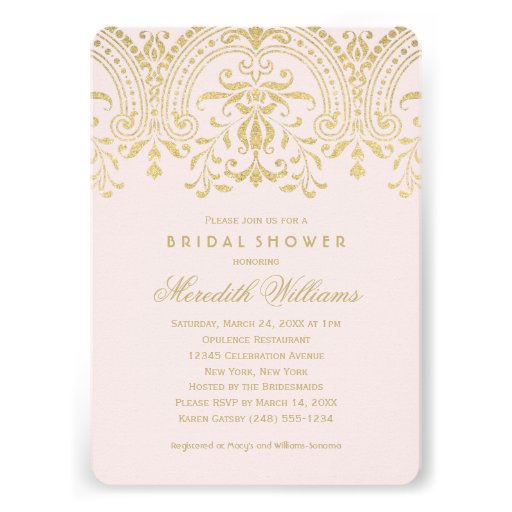 Bridal Shower Invitations | Gold Vintage Glamour (front side)