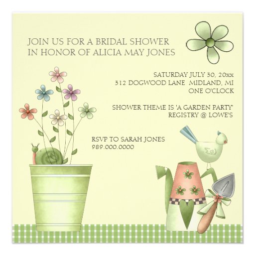 Bridal Shower Invitations or Garden Party Event