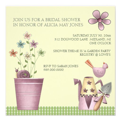 Bridal Shower Invitations or Garden Party Event