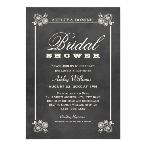 Bridal Shower Invitations | Vintage Chalkboard