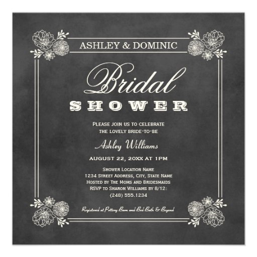 Bridal Shower Invitations | Vintage Chalkboard