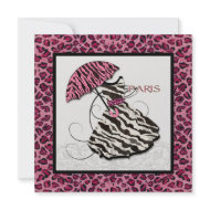 Bridal Shower Invite Leopard, Retro Dress, Paris invitation