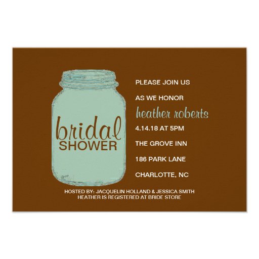 Bridal Shower Invite - Mason Jar - brown