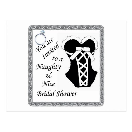 Bridal Shower Invite Naughty And Nice Black And Whit Postcard Zazzle