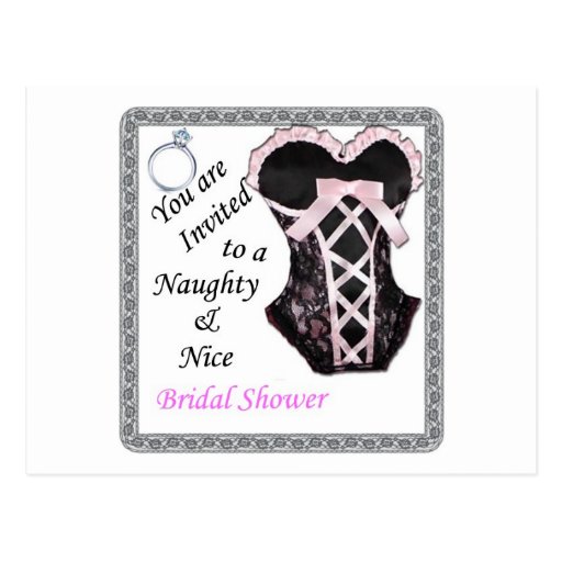 Bridal Shower Invite Naughty And Nice Pink And Black Postcard Zazzle