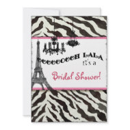 Bridal Shower Invite Zebra, Eiffel Tower invitation